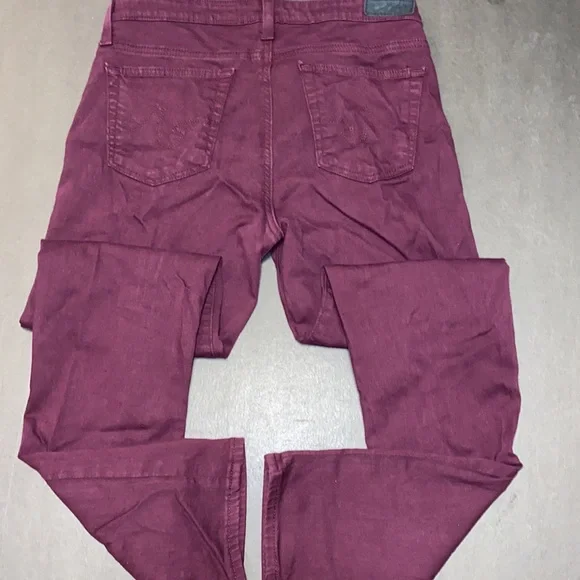 AG Adriano Goldschmied Size 28R The Stevie Ankle Slim Straight Leg Burgundy Jean - Picture 10 of 16